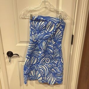 Vineyard vines Blue and White Strapless Dress